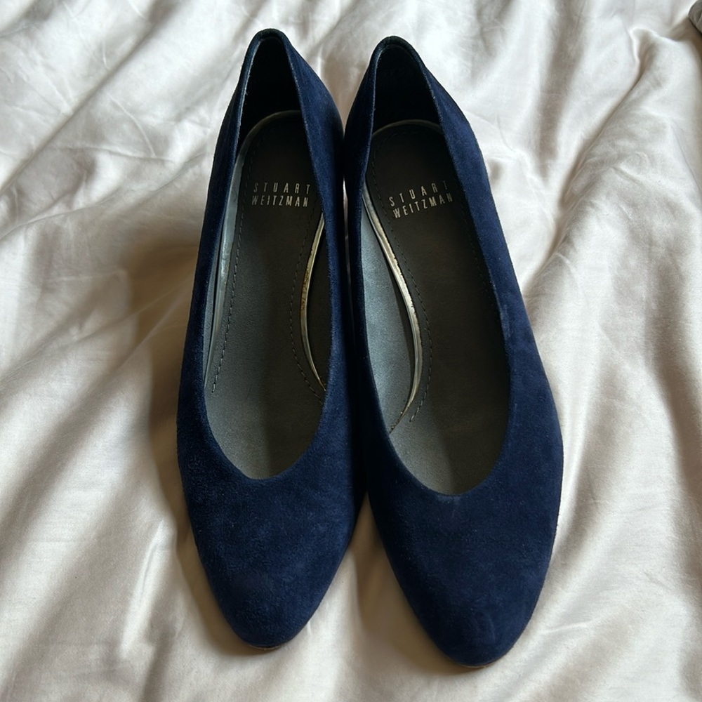 Stuart Weitzman Chic Pumps Navy Blue Suede Heels 7M